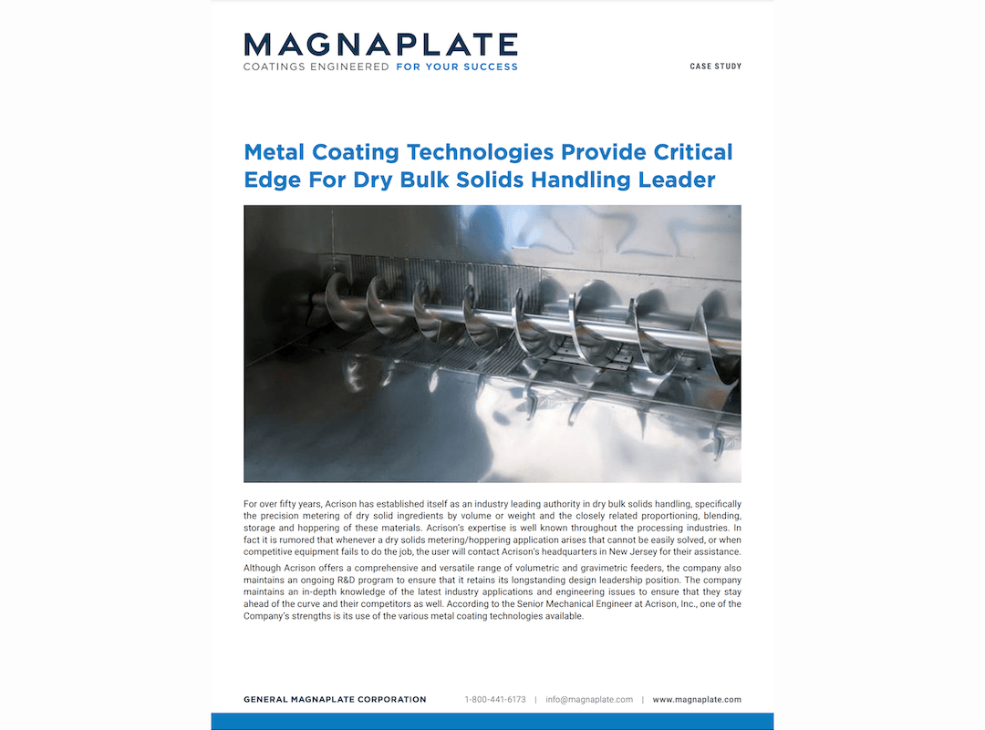 Metal Coating Technologies Provide Critical Edge For Dry Bulk Solids Handling Leader