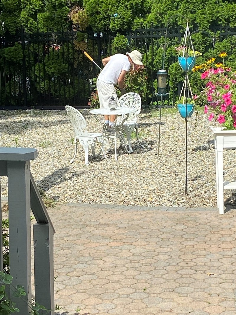Don Stoll catching some rays in the backyard